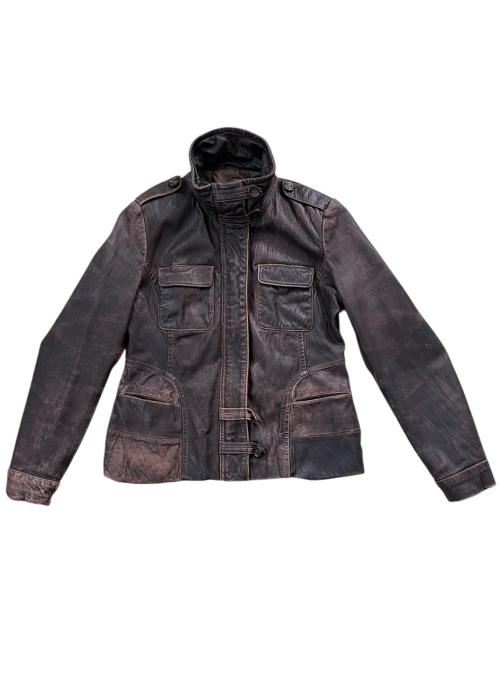Danier Distressed Leather Jacket Brown Women’s Size Large